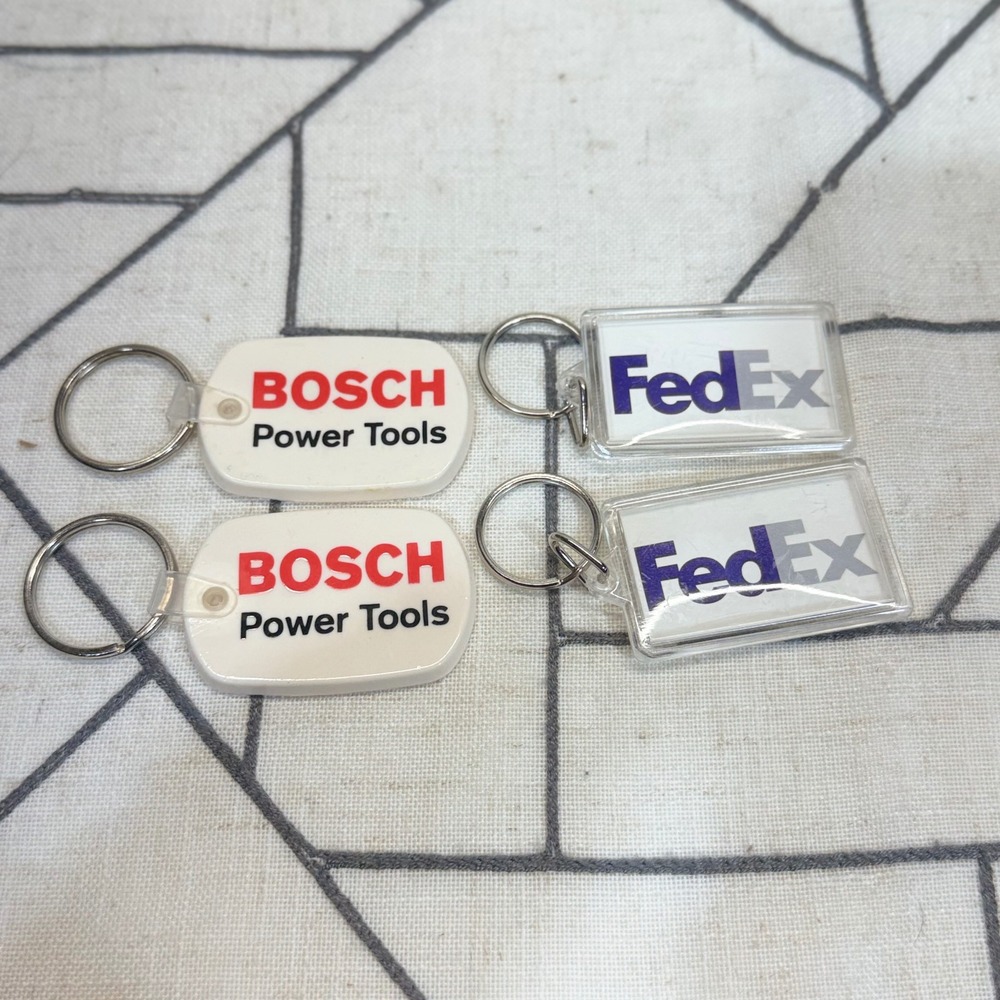 Bosch FedEx Keychain‎ Lot OS White Multi Vintage Advertising Promo 4pc